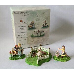 Department 56 NIB VINTAGE Seasons Bay RELAXING in a GARDEN, Set of 3 #53307 1998